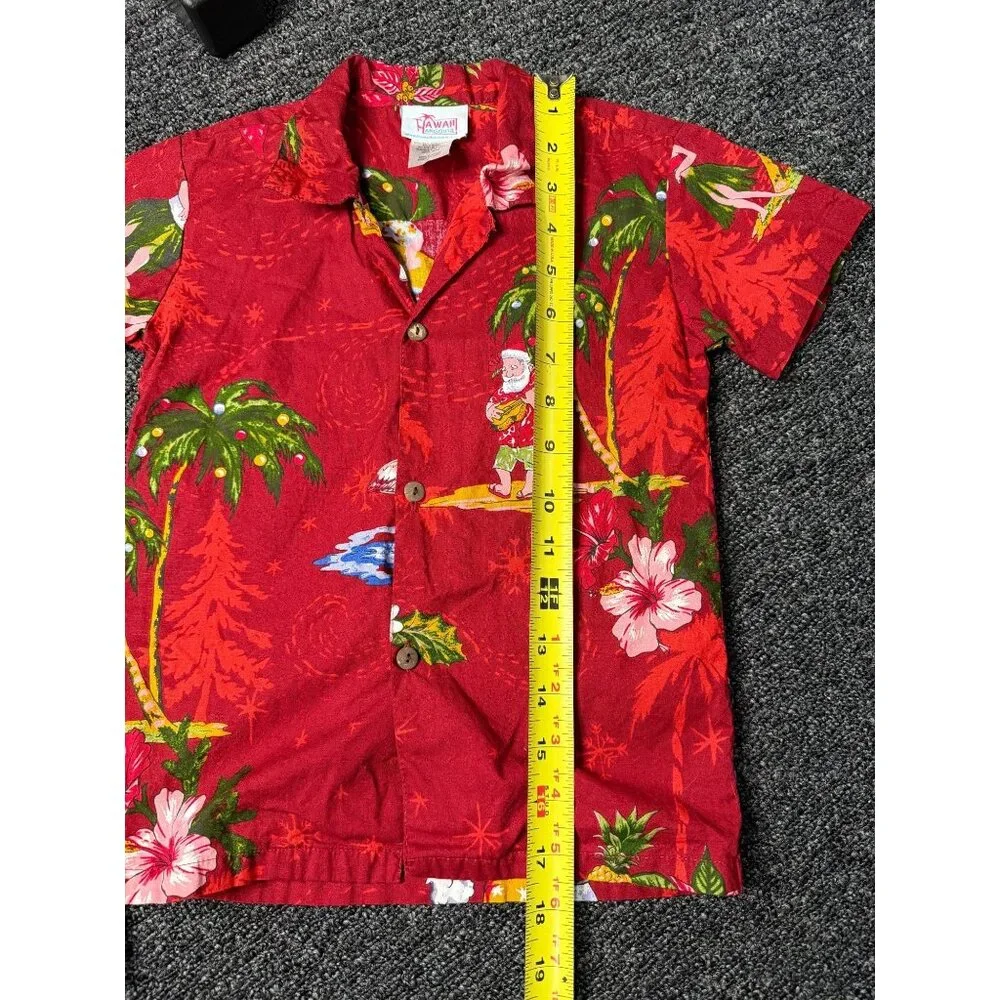 Hawaii Hangover Boys Red Hawaiian Shirt & Shorts Set Santa Floral Holiday Size 4